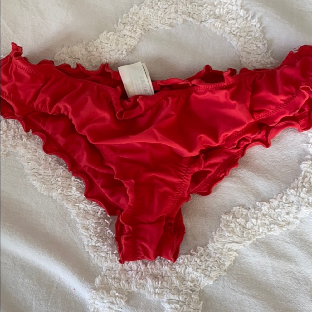 Hollister hot pink ruffle cheeky swim bottoms